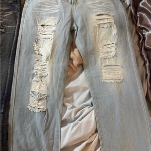 Distressed Light Blue Jeans